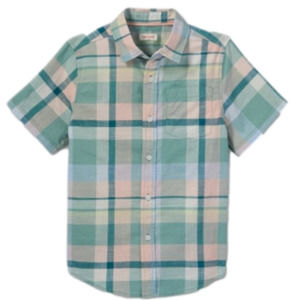 Boys Woven Button-Down Short Sleeve Shirt - Cat & Jack Plaid Green Size XXL